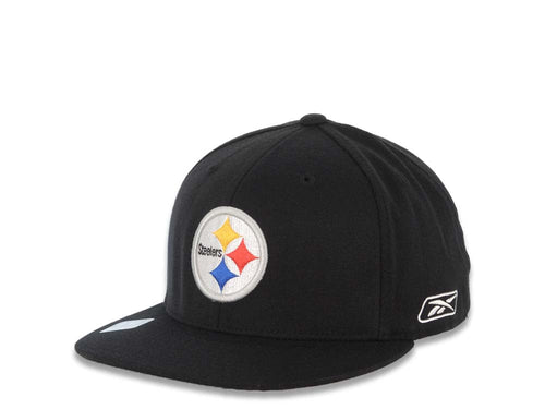 Pittsburgh Steelers Reebok  NFL Flex Fitted Cap Hat Black Crown/Visor White/Red/Yellow/Blue Logo