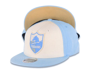San Diego Chargers Reebok NFL Flex Fitted Cap Hat White/Sky Blue Crown Sky Blue Visor Retro Shield Logo Yellow UV