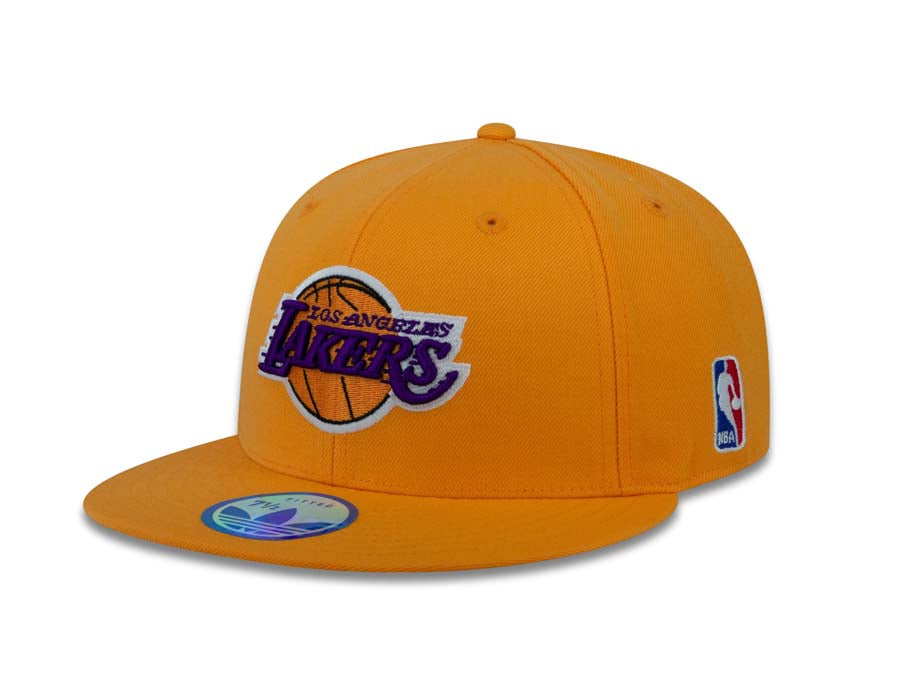 Los Angeles Lakers Adidas NBA Fitted Cap Hat Yellow Crown/Visor Team Color Logo