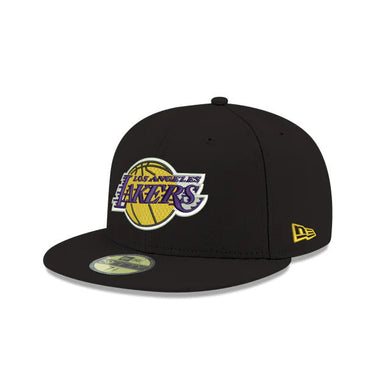 Los Angeles Lakers New Era NBA 59FIFTY 5950 Fitted Cap Hat Black Crown/Visor Team Color Logo 