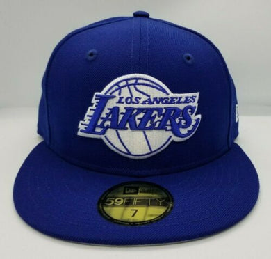 Los Angeles Lakers New Era NBA 59FIFTY 5950 Fitted Cap Hat Royal Blue Crown/Visor Royal Blue/White Logo