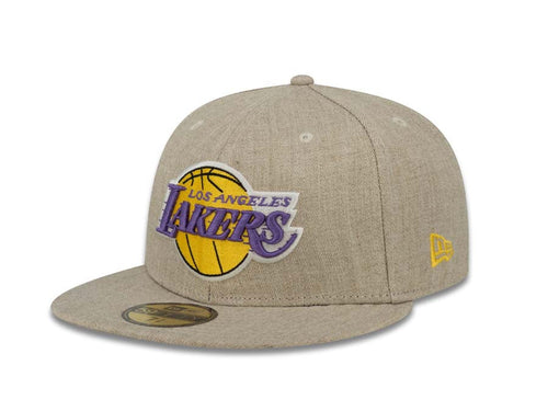 Los Angeles Lakers New Era NBA 59FIFTY 5950 Fitted Cap Hat Heather Gray Crown/Visor COLOR2 Logo 