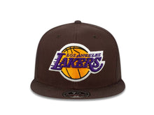 Load image into Gallery viewer, Los Angeles Lakers Mitchell &amp; Ness NBA Fitted Cap Hat Brown Crown/Visor Team Color Logo Camo UV
