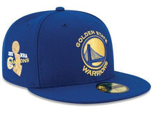 Load image into Gallery viewer, Golden State Warriors New Era 59FIFTY 5950 NBA Fitted 2015 Champions Cap Hat Royal Blue Crown/Visor Team Color Logo
