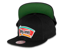 Load image into Gallery viewer, San Antonio Spurs Mitchell &amp; Ness NBA Snapback Cap Hat Black Crown/Visor Team Color HWC Logo
