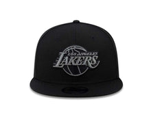 Load image into Gallery viewer, Los Angeles Lakers New Era NBA 9FIFTY 950 Snapback Cap Hat Black Crown/Visor Black/Dark Gray Logo
