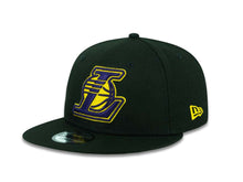Load image into Gallery viewer, Los Angeles Lakers New Era NBA 9FIFTY 950 Snapback Cap Hat Black Crown/Visor Purple/Yellow &quot;L&quot; Logo
