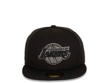 Load image into Gallery viewer, Los Angeles Lakers New Era NBA 59FIFTY 5950 Fitted Cap Hat Black Crown/Visor Black/Dark Gray Logo
