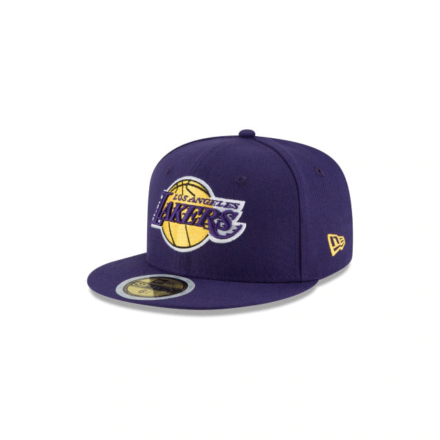 (Youth) Los Angeles Lakers New Era NBA 59FIFTY 5950 Fitted Cap Hat Purple Crown/Visor Team Color Logo