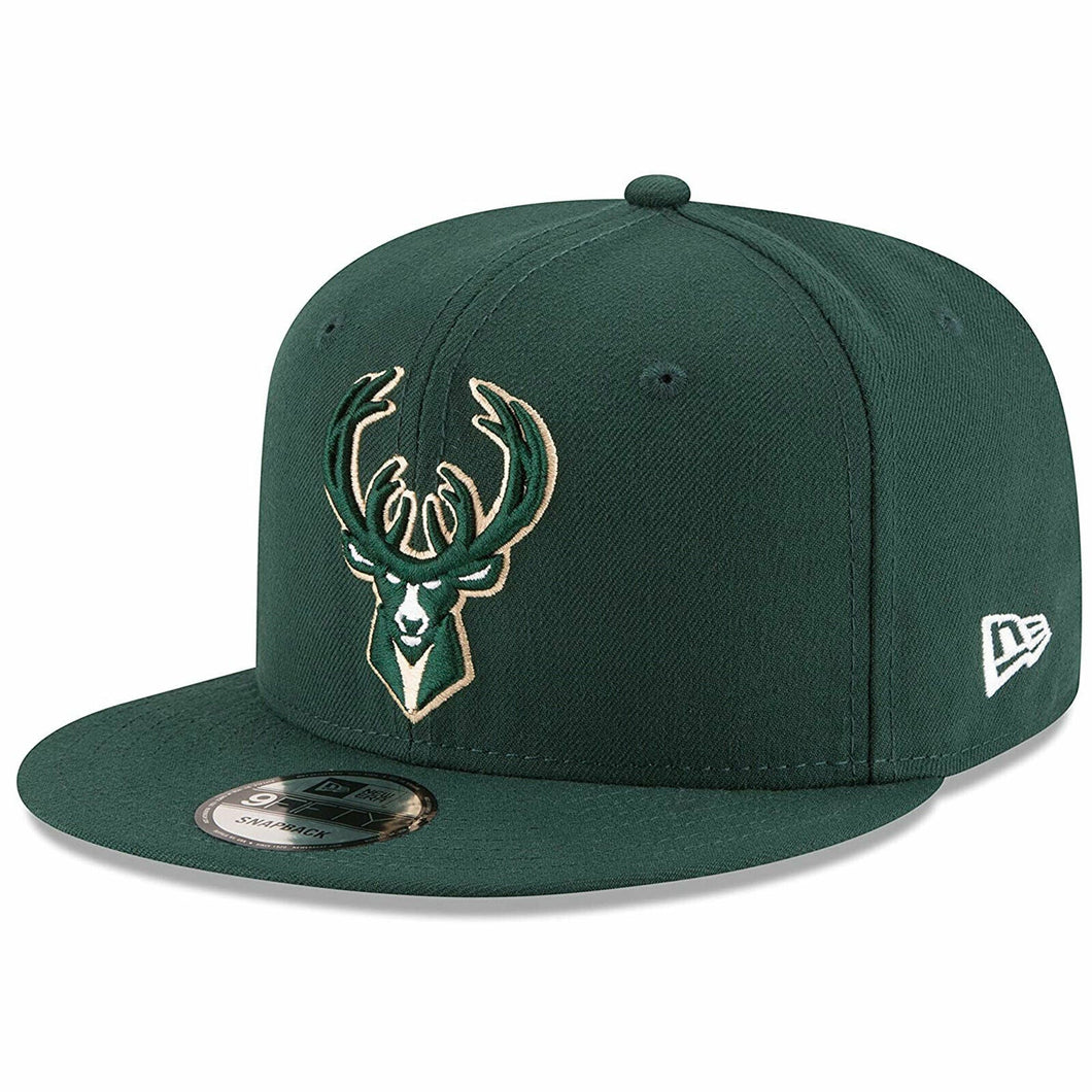 Milwaukee Bucks New Era NBA 9FIFTY 950 Snapback Cap Hat Green Crown/Visor Team Color Logo