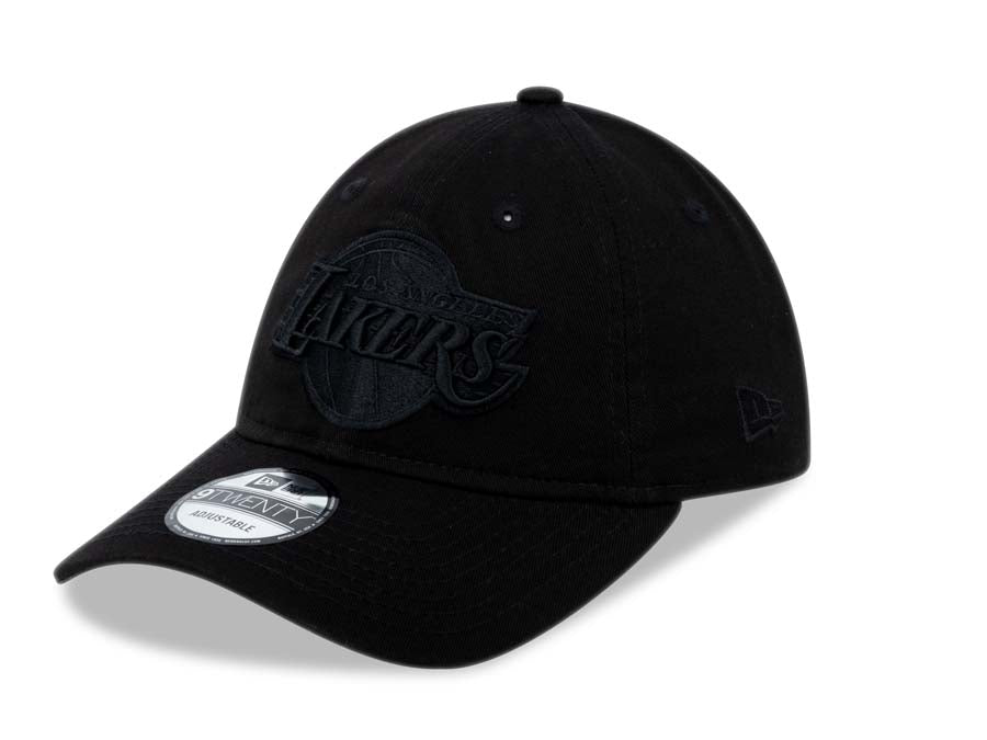 Los Angeles Lakers New Era NBA 9TWENTY 920 Adjustable Cap Hat Black Crown/Visor Black Logo (All Black/Black On Black)