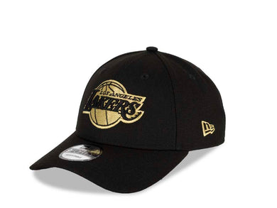 Los Angeles Lakers New Era NBA 9FORTY 940 Adjustable Cap Hat Black Crown/Visor Black/Metallic Gold Logo