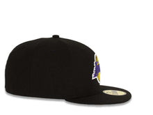 Load image into Gallery viewer, Los Angeles Lakers New Era NBA 59Fifty 5950 Fitted Cap Hat Black Crown/Visor Default Log with Palm Trees Taco Back Logo Gray UV
