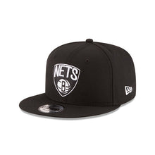 Load image into Gallery viewer, Brooklyn Nets New Era NBA 9FIFTY 950 Snapback Cap Hat Black Crown/Visor Black/White Logo 
