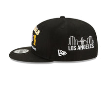 Load image into Gallery viewer, Los Angeles Lakers New Era NBA 9FIFTY 950 Snapback Cap Hat Black Crown/Visor Team Color Logo 17x World Champions Patches (Finals Icon)
