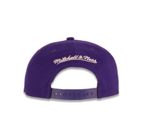Load image into Gallery viewer, Los Angeles Lakers Mitchell &amp; Ness NBA Snapback Purple Crown/Visor Deafult Logo with Flowers/Butterfly Gray UV (State Flower)
