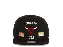 Load image into Gallery viewer, Chicago Bulls Mitchell &amp; Ness NBA Snapback Black Crown/Visor Deafult Logo with Flags Gray UV (City Pride)
