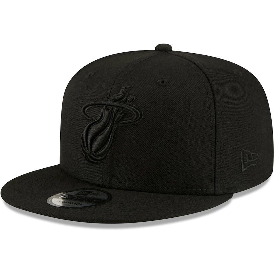 Miami Heat New Era NBA 9FIFTY 950 Snapback Cap Hat Black Crown/Visor Black Logo