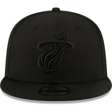 Load image into Gallery viewer, Miami Heat New Era NBA 9FIFTY 950 Snapback Cap Hat Black Crown/Visor Black Logo
