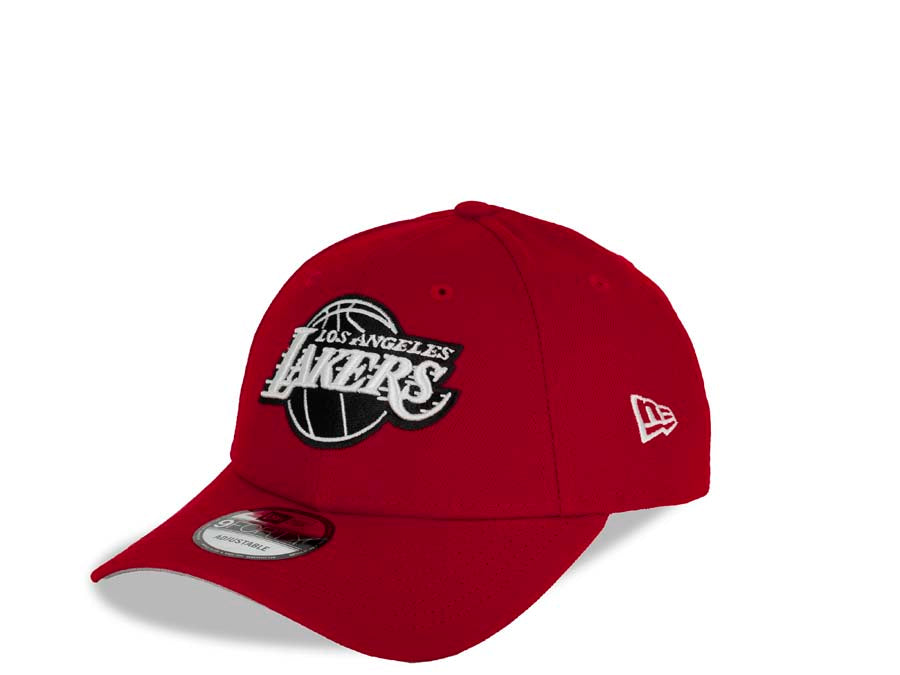 Los Angeles Lakers New Era NBA 9FORTY 940 Adjustable Cap Hat Red Crown/Visor White/Black Logo