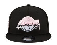 Load image into Gallery viewer, Los Angeles Lakers New Era NBA 9FIFTY 950 Snapback Cap Hat Black Crown/Visor White/Pink Drip Logo 17x Champions Side Patch Pink UV
