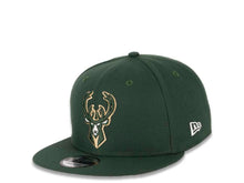 Load image into Gallery viewer, Milwaukee Bucks New Era NBA 9FIFTY 950 Snapback Cap Hat Dark Green Crown/Visor Team Color Logo (Logo Side)
