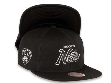 Mitchell & Ness Snapback Brooklyn Nets Black Crown Script Logo Sports Specialty Satin UV