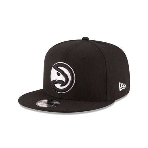 Atlanta Hawks New Era NBA 9FIFTY 950 Snapback Cap Hat Black Crown/Visor Black/White Logo 