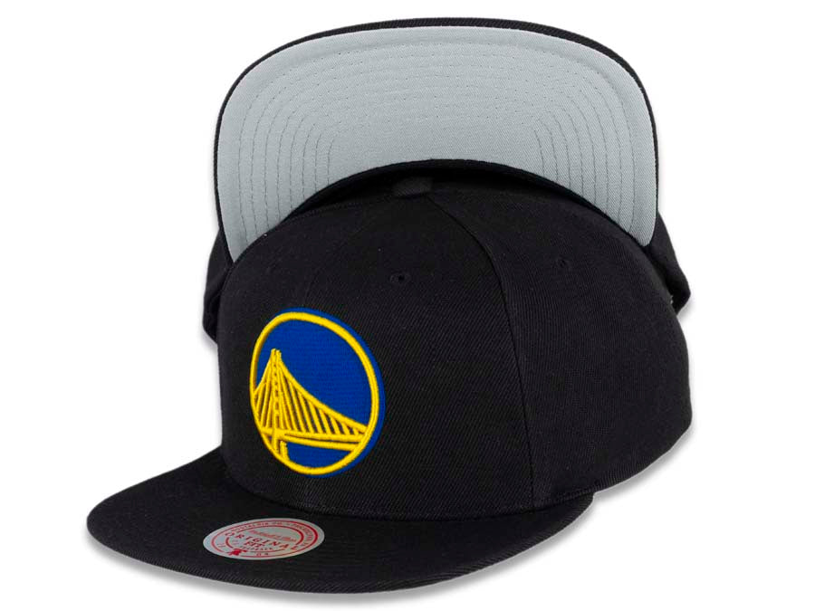Golden State Warriors Mitchell & Ness NBA Snapback Cap Hat Black Crown/Visor Team Color Logo 