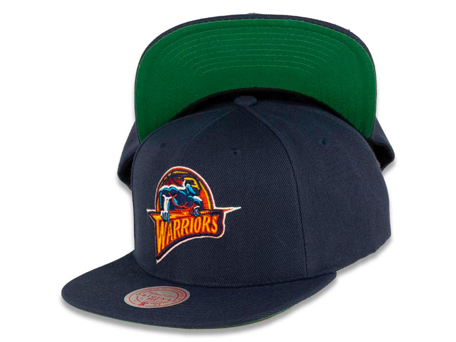 Golden States Warriors Mitchell & Ness NBA Snapback Cap Hat Navy Crown/Visor Team Color HWC Logo