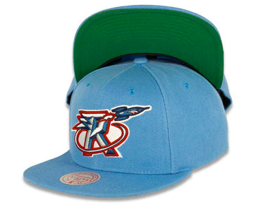 Houston Rockets Mitchell & Ness NBA Snapback Cap Hat Sky Blue Crown/Visor Team Color HWC Logo