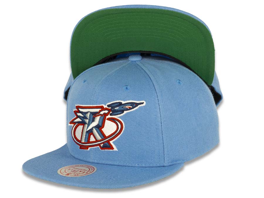 Houston Rockets Mitchell & Ness NBA Snapback Cap Hat Sky Blue Crown/Visor Team Color HWC Logo