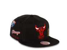 Load image into Gallery viewer, Chicago Bulls Mitchell &amp; Ness NBA Snapback Cap Hat Black Crown/Visor Team Color HWC Logo With Multiple Patches (Hyperlocal)
