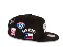 Load image into Gallery viewer, San Antonio Spurs Mitchell &amp; Ness NBA Snapback Cap Hat Black Crown/Visor Team Color HWC Logo With Multiple Patches (Hyperlocal)
