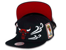 Load image into Gallery viewer, Chicago Bulls Mitchell &amp; Ness NBA Snapback Cap Hat Black Crown/Visor Team Color Logo With Multiple Patches (My City)
