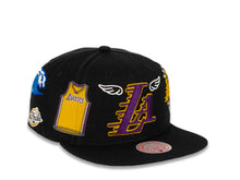 Load image into Gallery viewer, Los Angeles Lakers Mitchell &amp; Ness NBA Snapback Cap Hat Black Crown/Visor Team Color &quot;LA&quot; Logo (My City)
