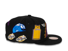 Load image into Gallery viewer, Los Angeles Lakers Mitchell &amp; Ness NBA Snapback Cap Hat Black Crown/Visor Team Color &quot;LA&quot; Logo (My City)
