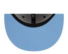 Load image into Gallery viewer, Brooklyn Nets New Era NBA 9FIFTY 950 Snapback Cap Hat Black Crown/Visor White With Flames Logo Sky Blue UV (Team Fire)
