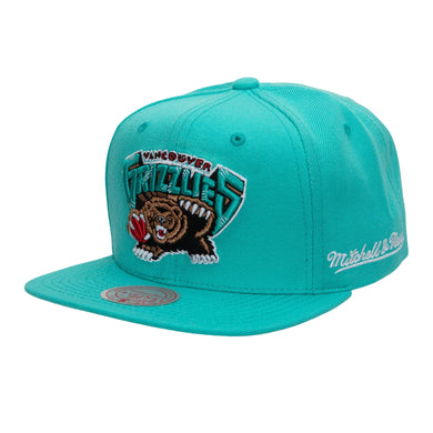 Memphis Grizzlies Mitchell & Ness NBA Snapback Cap Hat Teal Crown/Visor Team Color Logo English Text/Script Back Logo