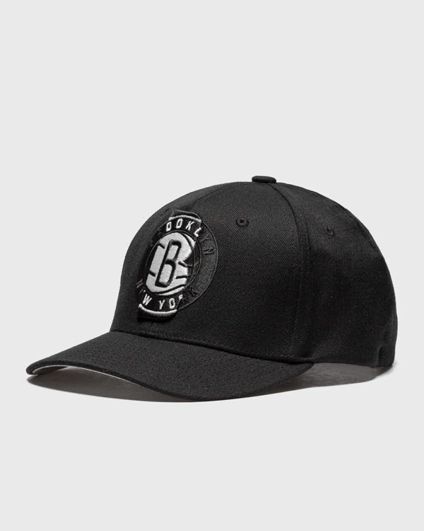 Brooklyn Nets Mitchell & Ness NBA First Letterman Redline Snapback Cap Hat Black Crown/Visor Team Color Logo