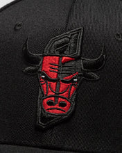 Load image into Gallery viewer, Chicago Bulls Mitchell &amp; Ness NBA First Letterman Redline Snapback Cap Hat Black Crown/Visor Team Color Logo
