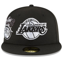 Load image into Gallery viewer, Los Angeles Lakers New Era NBA 59FIFTY 5950 Fitted Back Half Cap Hat Black Crown/Visor Black/White Logo
