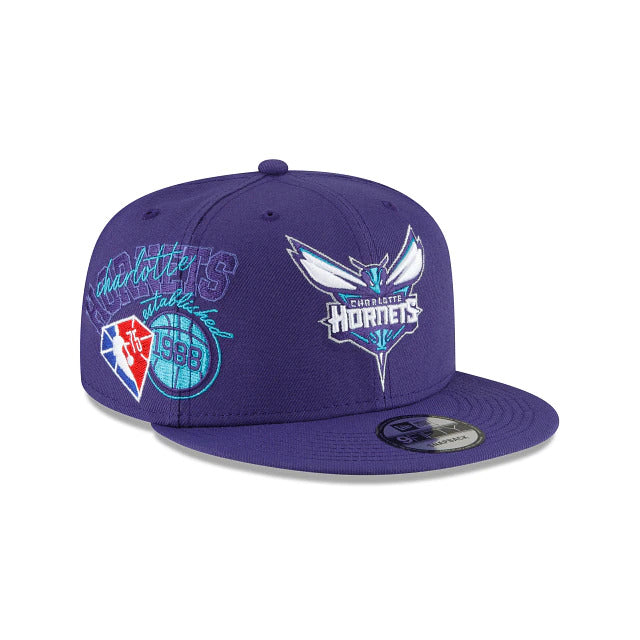 Charlotte Hornets New Era NBA 9FIFTY 950 Snapback Back Half Cap Hat Purple Crown/Visor Team Color Logo