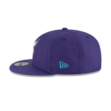 Load image into Gallery viewer, Charlotte Hornets New Era NBA 9FIFTY 950 Snapback Back Half Cap Hat Purple Crown/Visor Team Color Logo
