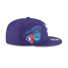 Load image into Gallery viewer, Charlotte Hornets New Era NBA 9FIFTY 950 Snapback Back Half Cap Hat Purple Crown/Visor Team Color Logo
