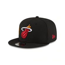 Load image into Gallery viewer, Miami Heat New Era NBA 9FIFTY 950 Snapback Back Half Cap Hat Black Crown/Visor Team Color Logo
