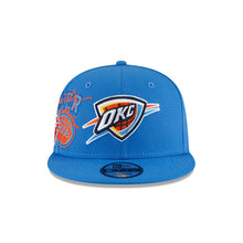 Load image into Gallery viewer, Oklahoma City Thunder New Era NBA 9FIFTY 950 Snapback Back Half Cap Hat Royal Blue Crown/Visor Team Color Logo

