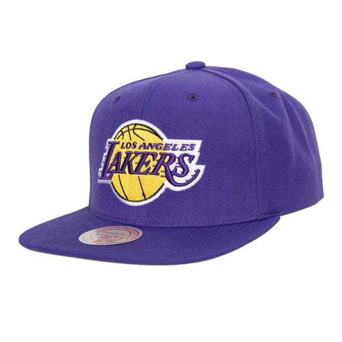 Los Angeles Lakers Mitchell & Ness NBA Snapback Cap Hat Purple Crown/Visor Team Color Logo Dark Gray UV