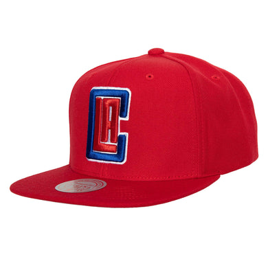 Los Angeles Clippers Mitchell & Ness NBA Snapback Cap Hat Red Crown/Visor Team Color Logo Dark Gray UV