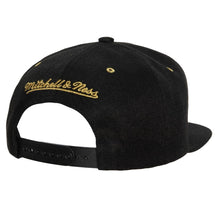 Load image into Gallery viewer, Milwaukee Bucks Mitchell &amp; Ness NBA Snapback Cap Hat Black Crown/Visor Black/Metallic Gold Logo (Fools Gold)
